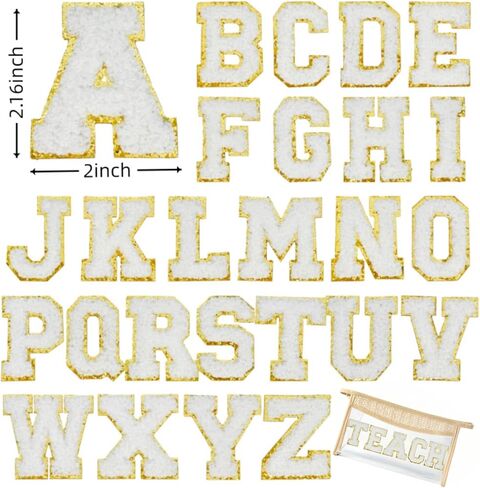 2.16" White Chenille Letter Patches, Self Adhesive Letters for Clothing, Stick on Letters for Cosmetic Bags Backpacks Travel Bags (Mama) in Saudi Arabia
