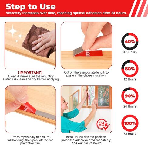 Double-Sided Tape Heavy Duty, Foam Mounting Sticky Tape (1 Roll, 0.4 in x 16.4 FT), Two Sided Strong Adhesive Gel Tape for Wall, Narrow Tape Strips for Home Office Decor, DIY Craft, LED Strip Light in Kuwait