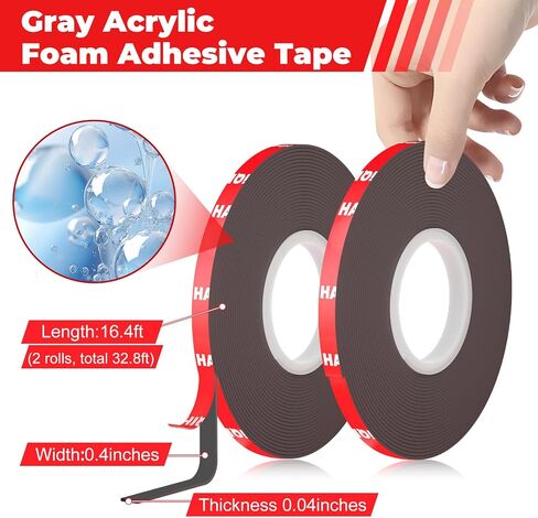 Double-Sided Tape Heavy Duty, Foam Mounting Sticky Tape (1 Roll, 0.4 in x 16.4 FT), Two Sided Strong Adhesive Gel Tape for Wall, Narrow Tape Strips for Home Office Decor, DIY Craft, LED Strip Light in Kuwait