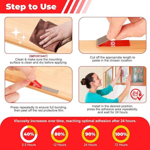 Double-Sided Tape Heavy Duty, Foam Mounting Sticky Tape (1 Roll, 0.4 in x 16.4 FT), Two Sided Strong Adhesive Gel Tape for Wall, Narrow Tape Strips for Home Office Decor, DIY Craft, LED Strip Light in Kuwait