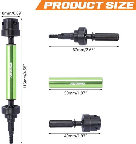 RCAWD Steel Rear Driveshaft for Arrma 1/10 Gorgon 4X2 MEGA 550 Drive Shaft Upgrades Part Green in Kuwait