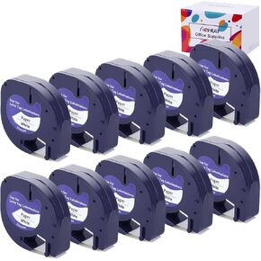 Hehua 91331 Multicolor Label 10 Pack, Compatible with Dymo Letra Tag 1/2x13 Refill Compatible for Label Maker Tape Dymo Letratag Tape LT 100T 200B QX50 2000 XR for Dymo Letratag 100H Refills 12mmx4m
