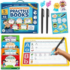 Magic Grooved Writing Practice for Kids - Grooved Handwriting Practice for Kids 5-7 8-10- Magic Copybooks - Letter Tracing Books Ages 3-5 - Preschool Learning Activities