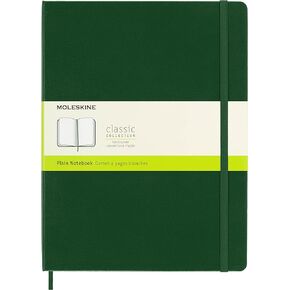 Moleskine Classic Notebook, Hard Cover, XL (7.5" x 9.5") Plain/Blank, Myrtle Green, 192 Pages