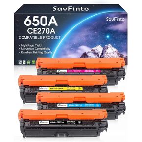 650A Toner Cartridge CE270A CE271A CE272A CE273A Replacement for HP Color Laserjet Enterprise CP5525 CP5525dn CP5525n CP5525xh M750 M750dn M750n M750xh Printers (BCYM, 4-Pack)