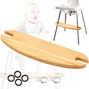 Juexica High Chair Footrest Adjustable Height Bamboo Baby Highchairs Pedal Bamboo Wooden High Chair Foot Rest with Rubber Rings and Hose Clamp for Most Highchair Baby Accessories (Wood Color)