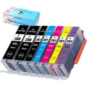 F FINDERS&CO Compatible PGI-280 CLI-281 XXL Ink Cartridge Replacement for Canon 280 281 Ink Work with Canon TS8120 TS8220 TS8320 TS9120 TS9100 TS8100 TS8200 TS8300 TR7520, 7 Pack