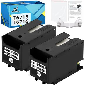 T6715 T6716 Maintenance Box Replacement for T671500/T671600 Ink Maintenance Box Work for EPSON Workforce Pro WF-4740 WF-4730 WF-3820 WF-4830 WF-4720 EC-4020 WF-4734 EC-4030 WF-C5210 WF-C5290 WF-C5710