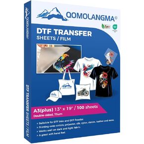 DTF Transfer Film Double-Sided PreTreat Sheets DTF Transfer Paper Hot Peel PET Heat Transfer Paper Direct to Film Transfer Film for T-Shirt Transfer Printing (8.27in x 11.7in(A4)-100 Sheets)