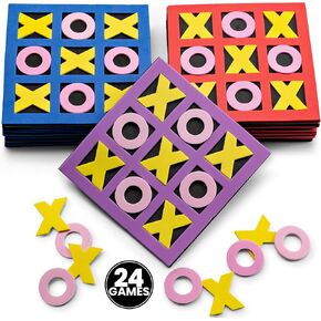 Tic Tac Toe Game (Pack of 24) 5"x5" Foam Tic-Tac-Toe Mini Board Game - Bulk Toys for Kids, Birthday Party Favors, Birthday Goody Bag Stuffers, Classroom Prizes & Occupational Therapy