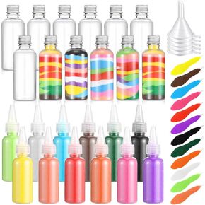 Shappy 12 Pack Sand Art Kits Include 12 Pcs 1.7 oz Plastic Sand Art Bottles, 12 Colored Art Sand, 5 Mini Plastic Funnels for Wedding Birthday Party Decoration Arts Crafts Supplies(Cork Cap)