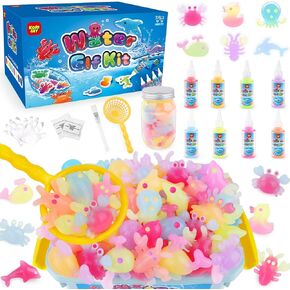 Magic Water Elf Toy Kit, Aqua Fairy Water Gel Kit, Magic Water Elf, Aqua Fairy, Glow in The Dark Magic Water Elf with 8 Glow Colors Gels and 6 Sea Creature Molds, Arts & Crafts DIY Toy for Kids
