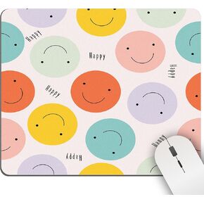 Mouse Pad Cute Happy Smile Square Computer Mousepads for Desk Preppy Colorful Smiling Face Aesthetic Funny Pattern Gaming Groovy Office Laptop Wireless Decor Accessories Travel Medium Non-Slip Rubber