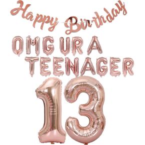 13th Teenager Birthday حفلة عيد ميلاد للبنات الأولاد ، ديكورات عيد الميلاد الثالثة عشر يا إلهي في سن المراهقة البالون عيد ميلاد لافتة Jumbo رقم 13 بالونات رقائق لابنة أبناء عمرها 13 عامًا (الفضة الثالثة عشر)