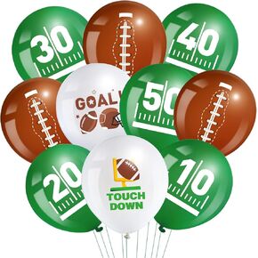 45 Pieces Football Balloons Sport Latex Balloons Football Party Touch Down White Green Brown for Game Sports Birthday Party Themed Decorations