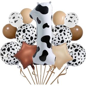 Cow Print Birthday Party Balloons,40 Inch Big Cow Print Mylar Foil Number 1 Balloon for Baby Shower Kids 1st Birthday Party Supplies,Cow Themed Western Cow Print Balloons Party Decoration