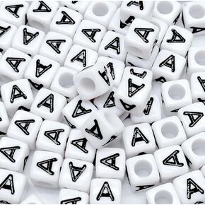 100PCS Letter Beads Acrylic Square Alphabet Beads for Jewelry Making 6x6mm White Cube Letter N Beads for Bracelets Making Necklaces