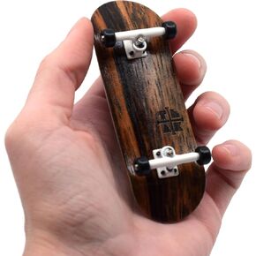 PROlific Complete Fingerboard with Upgraded Components - Pro Board Shape and Size, Bearing Wheels, and Trucks - 32mm x 97mm Handmade Wooden Board - Double Vision Edition