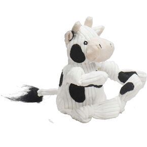 HuggleHounds Knottie Plush Dog Toy - Dog Stuffed Animal Toy, Puppy Toys, Squeaky Dog Toy for Small, Medium & Large Dogs, Durable Plush to Keep Them Busy - Dottie Cow, Small