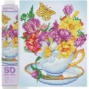 DIAMOND DOTZ Springtime Cuppa Diamond Painting Kits for Adults - Diamond Art Kits a Relaxing Creative Craft Kit with Dotz Gems 12.6x12.6