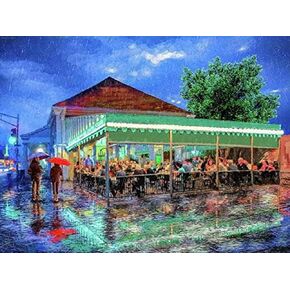 New Orleans Street DIY 5D Diamond Painting by Number Kits for Adults, Round Full Drill Diamond Art Kits in The Rain Picture Arts Craft for Home Wall Art Decor 12x16 inch