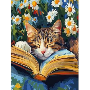 VAIIEYO 5D DIY Diamond Art Kits for Adults Cat, Diamond Painting Animal, Paint by Numbers Full Drill Round Rhinestone Craft Canvas for Home Wall Decor Gift 12x16 inch-38