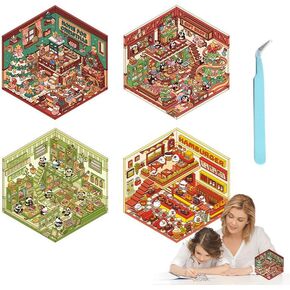 8PCS Fun DIY 3D House Stickers，Creative Sticker Scene with Tweezers，Cute 3D Korean Scene Stickers for Adult and Children Relief Stress Pass The Time，Mini House Sticker for Valentine's Day Gift
