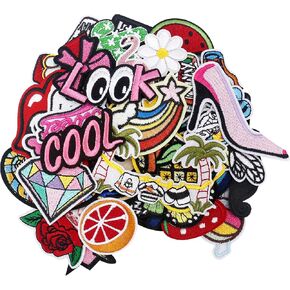 Random Assorted Styles Embroidered Patches, Sew on/Iron on Patches for Clothes, Jeans, Dress, Hat, Backpacks(42Pcs DIY Accessories)
