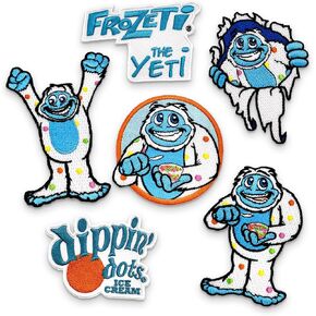 Dippin Dots Iron On Patches - 6 Pack - Vibrant, Retro & Playful Designs - Easy Application Embroidery - Perfect for Clothes, Hats & Backpacks