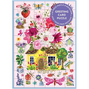 Galison Buzzy Bouquets – All Occasion Floral Greeting and Jigsaw Puzzle Card Includes Color Coordinated Envelope and Sticker Seal