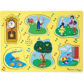Melissa & Doug Sing-Along Nursery Rhymes Sound Puzzle - Wooden Peg Puzzle (8 pcs)