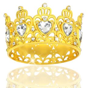 YARIEW Small Crystal Crown Flower Bouquets Accessories Rhinestones Wedding Cake Topper Birthday Crown Cake Decorations Christmas Valentine's Day Queen of Hearts Hair Accessories Red