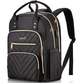 Laptop Backpack for Women Men, School Backpacks for Teens Girls Boys, 17.3 Inch Work Laptop Bag with USB Port Charging, Water Resistant College Bookbags for Girls, Black