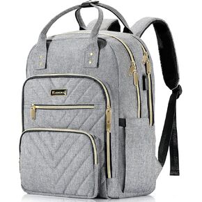 Laptop Backpack for Women, High School Bookbag for Girls with USB Port Charging, 15.6 Inch Water Resistant Computer Bag for Work, Travel College Back Pack Purse Gifts for Student Teacher, Beige in Kuwait