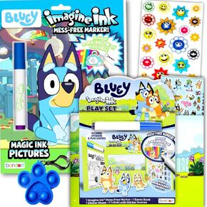 Bluey Coloring & Stickers Super Set for Kids - Road Trip & Travel Activity Bundle with 2 Imagine Ink Mess-Free Coloring Books, Bluey Stickers & More