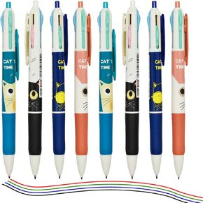 12 PCS Novelty Multicolor Ballpoint Pens 4 in1 Colored Cat Pens Kitten Multicolored Pens 4 Colors Retractable Pens Novelty Animal Pens For School Office Home Bithday Christmas