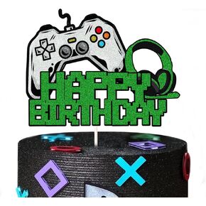 لعبة فيديو عيد ميلاد سعيد كعكة Toppery-Gaming موضوع عيد ميلاد زخرفة الفتيات Girlmer Gamer Party Cake-Cake -game Fans Party Supplies