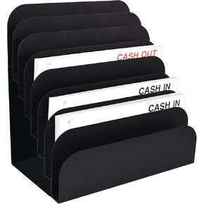 STEELMASTER by BankSupplies Steel Cashier Pad Rack - 8 Slot File & Desk Organizer - Paper Organizer - Black Powder Coat Finish - Scratch & Chip-Resistant - Forms, Applications, Deposit Slips & Checks