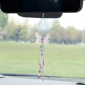 Butterfly Car Hanging Ornament Silver Butterfly Car Mirror Hanging Accessories for Women Teens Girly Things for Girlfriend Mom