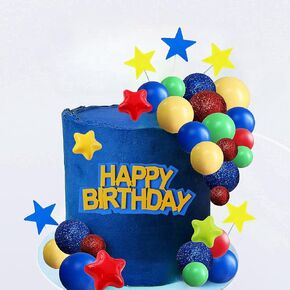 Cartoon Cake Topper Ball Cake Decoration Blue Yellow Green Red Ball Party Supplies