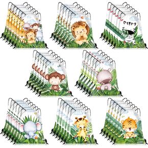 Safari Goodie Bags Safari Party Favor Drawstring Bags Baby Shower Decorations Jungle Party Gift Package Birthday Goodie Package for Boys Girls Jungle Themed Birthday Baby Shower(24 Pieces)