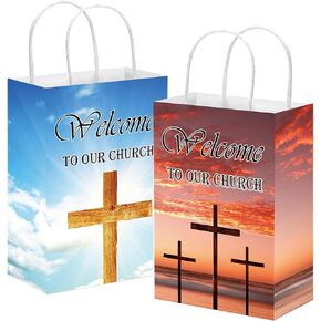 30 Pack Church Welcome Bags 5.91 x 3.15 x 8.27-Inches Religious Welcome Bags with Handles for Church Guest Church Theme Party Favor Supplies