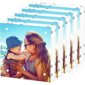 HELPLEX Acrylic Frame, 5 Pack 5x7 Acrylic Picture Frames, 24mm Thicker Frameless Clear Frame Double Sided Magnetic Frame, Free Standing Desktop Display Stand Acrylic Frames in Kuwait