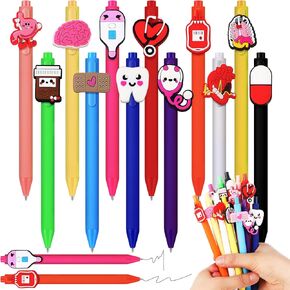 48 Pcs Nurses Pen Nurses Appreciation Gifts Accessories Retractable Medical Assistant Gifts Nursing Appreciation Gifts Cute Novelty Cartoon Ballpoint Pens for Nurses Week Doctors Office