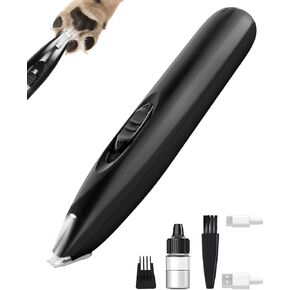 KIKETECH LED Dog Paw Trimmer - Cordless, Low Noise Dog Clippers for Grooming, Rechargeable Small Area Shaver for Cats, CoalBlack