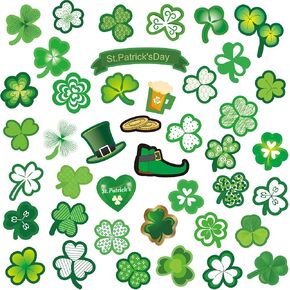 Konsait 12 Sheets St.Patrick's Day Stickers, Green Shamrock Self-Adhesive Stickers, for St. Patrick's Day Party Favors Cards Envelopes Scrapbooking Presents Labels Decoration Sticker