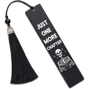 DYJYBMY Just One More Chapter Black Engraved Metal Bookmark, Metal Bookmark Retirement Gifts for Women Librarian Teacher Book Lover, Grandma Gifts for Daughter Son, Bookish Gifts for Women Men