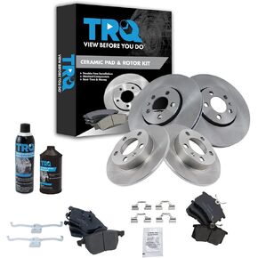 TRQ Front and Rear Brake Pad & Rotor Kit Brake Chemical Kit Brake Pads Brake Rotor Ceramic Compatible with 2013-2019 Nissan Sentra