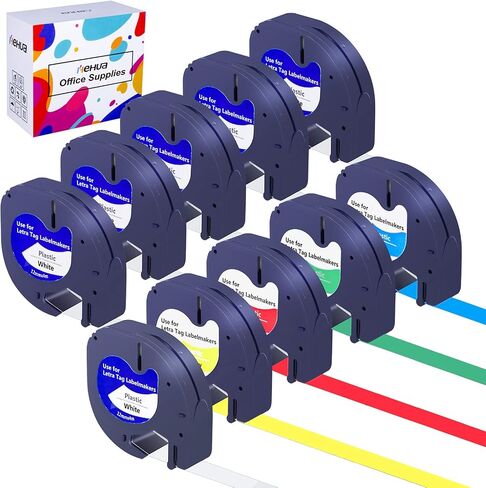 Hehua 91331 Multicolor Label 10 Pack, Compatible with Dymo Letra Tag 1/2x13 Refill Compatible for Label Maker Tape Dymo Letratag Tape LT 100T 200B QX50 2000 XR for Dymo Letratag 100H Refills 12mmx4m in Kuwait