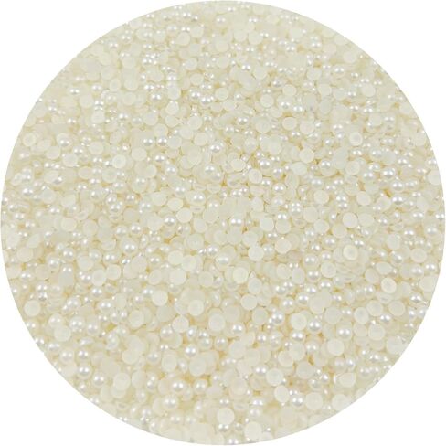 2000PCS 6mm Flatback Pearls for Crafts Jewelry Scrapbooking, Round Half Pearls Flat Back Half Pearls for Craft Projects, Jewelry Making, Shoes, Cup, Nail Art Decoration(40-White) in Kuwait